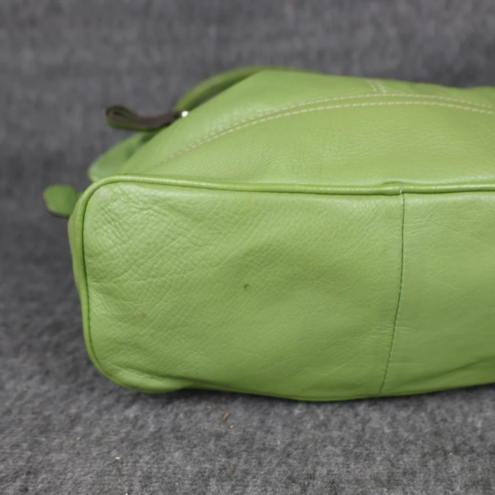 Franco Sarto Shoulder Bag Womens Medium Green Leather Buckle Zip Pockets Charm